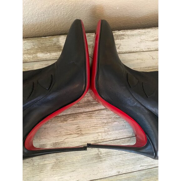 Christian Louboutin French Tutu Black Leather Button Ankle Boots SZ 39.5 - READ - Picture 9 of 16
